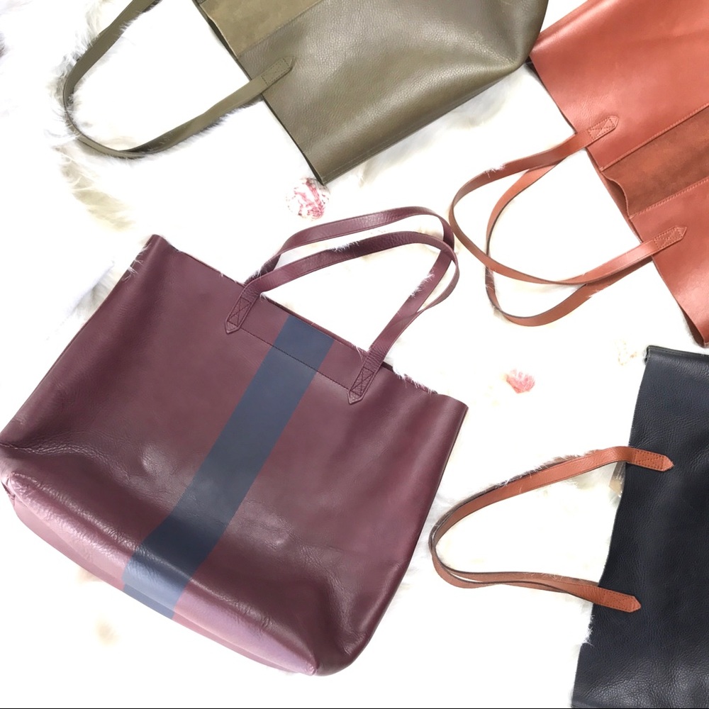 NWOT Madewell Paint Stripe Transport Leather Tote